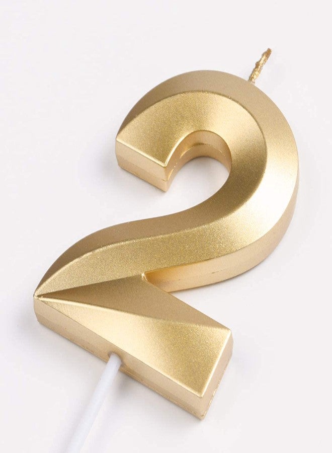 Luxaar Poploons Quality Gold Number Candles, Birthday Cake Candles, 5.3 inches Gold Number Cupcake Candle, Birthday Wedding Anniversary New Year Party Cake Decorations Topper(Number 0-9 for Choosing) (2) - Image 2